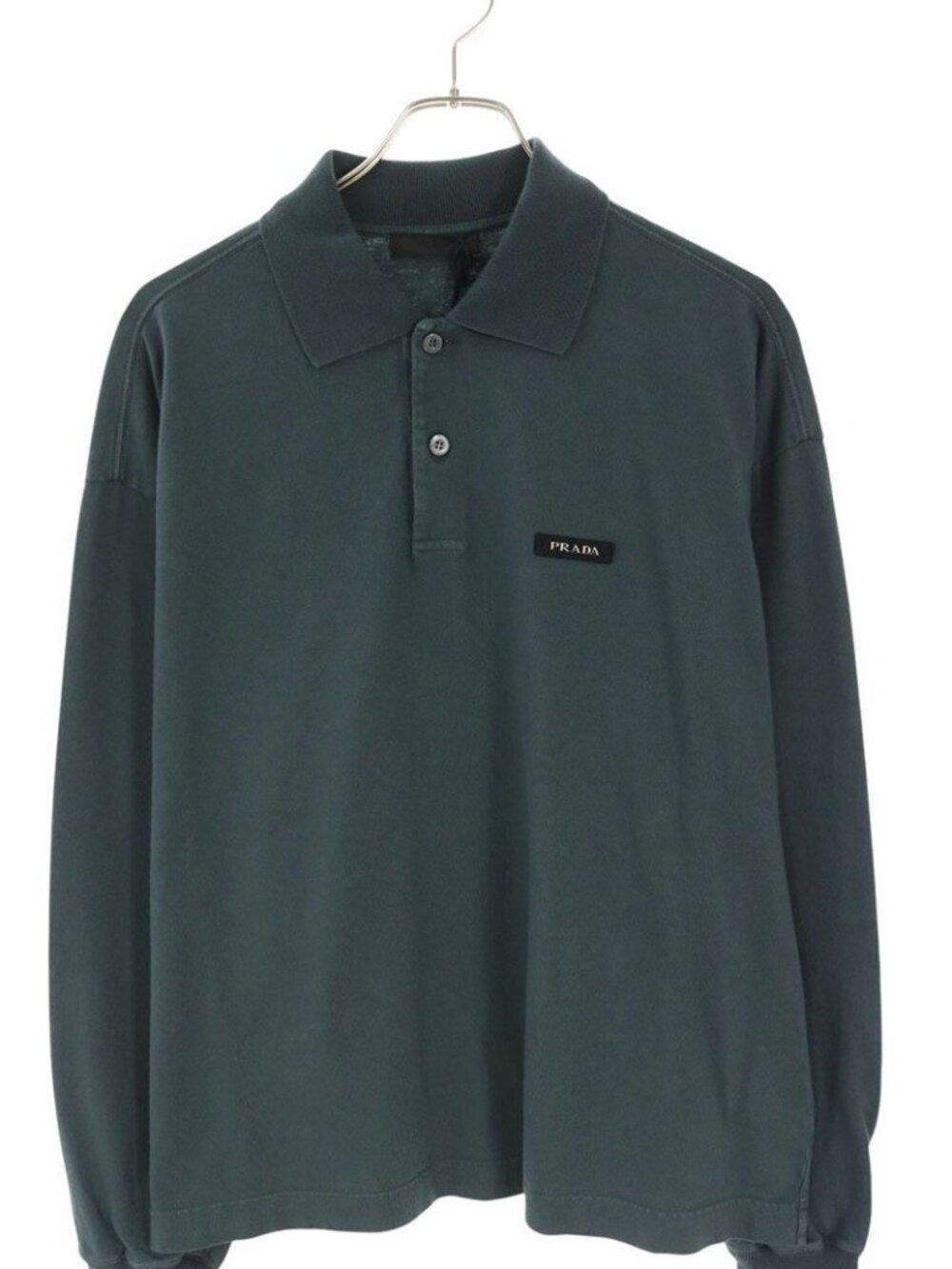 Prada Chest Logo Polo Long Sleeve Top